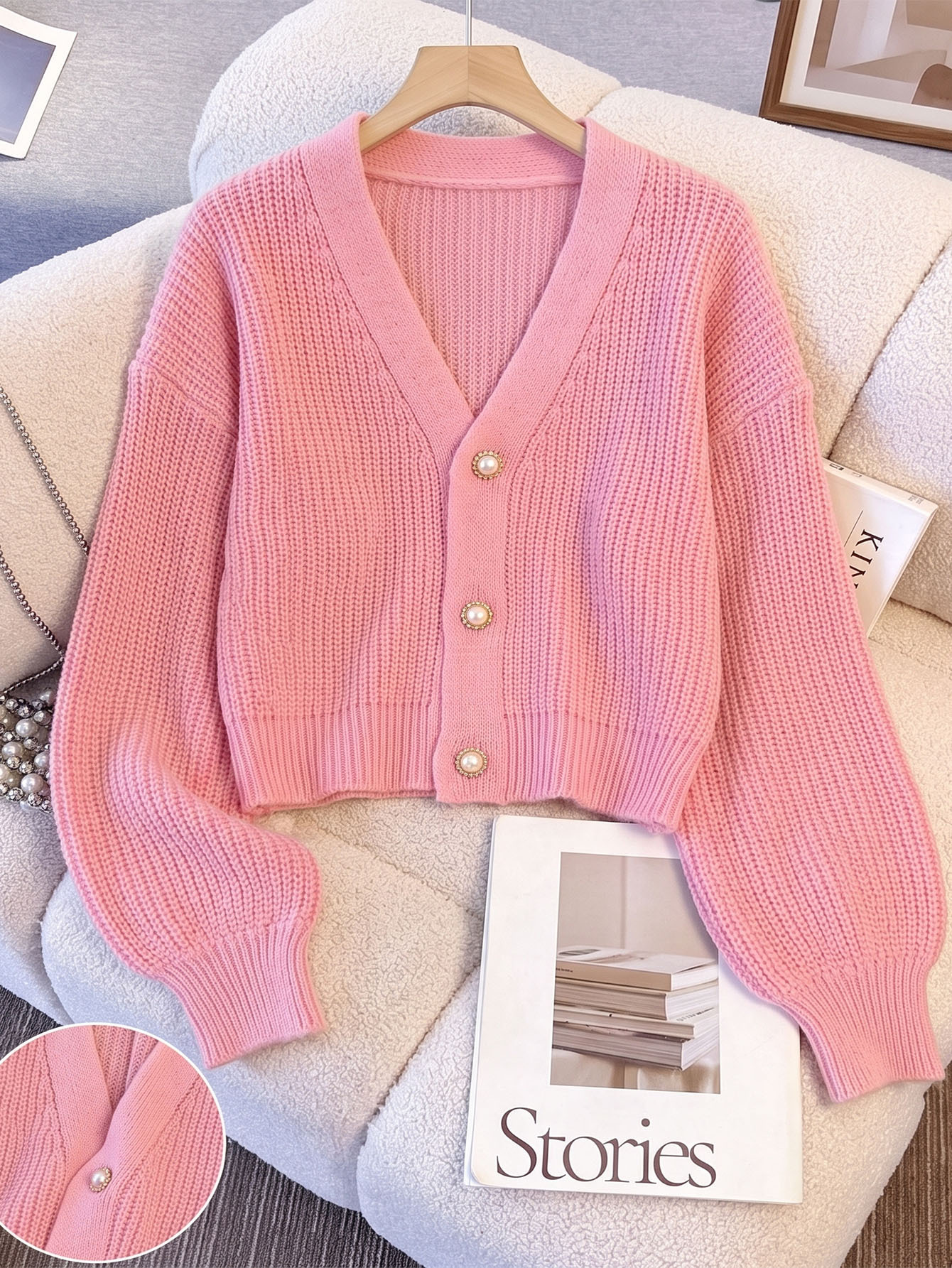 Women's Pearl-button Coat Sweater Cardigan photo 4