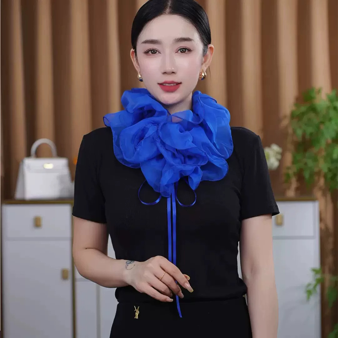 Same As The Internet Celebritys Faux Collar Mesh Bow Tie Versatile For Dance And Everyday Wear Silk Scarf photo 6