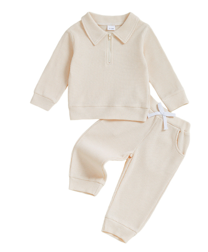 Childrens Cotton Polo-neck Long-sleeve Set photo 2
