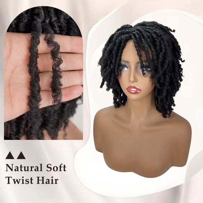 Dreadlock Short Curly Full-wig For Women High-temperature Silk Rose Mesh Cap photo 3