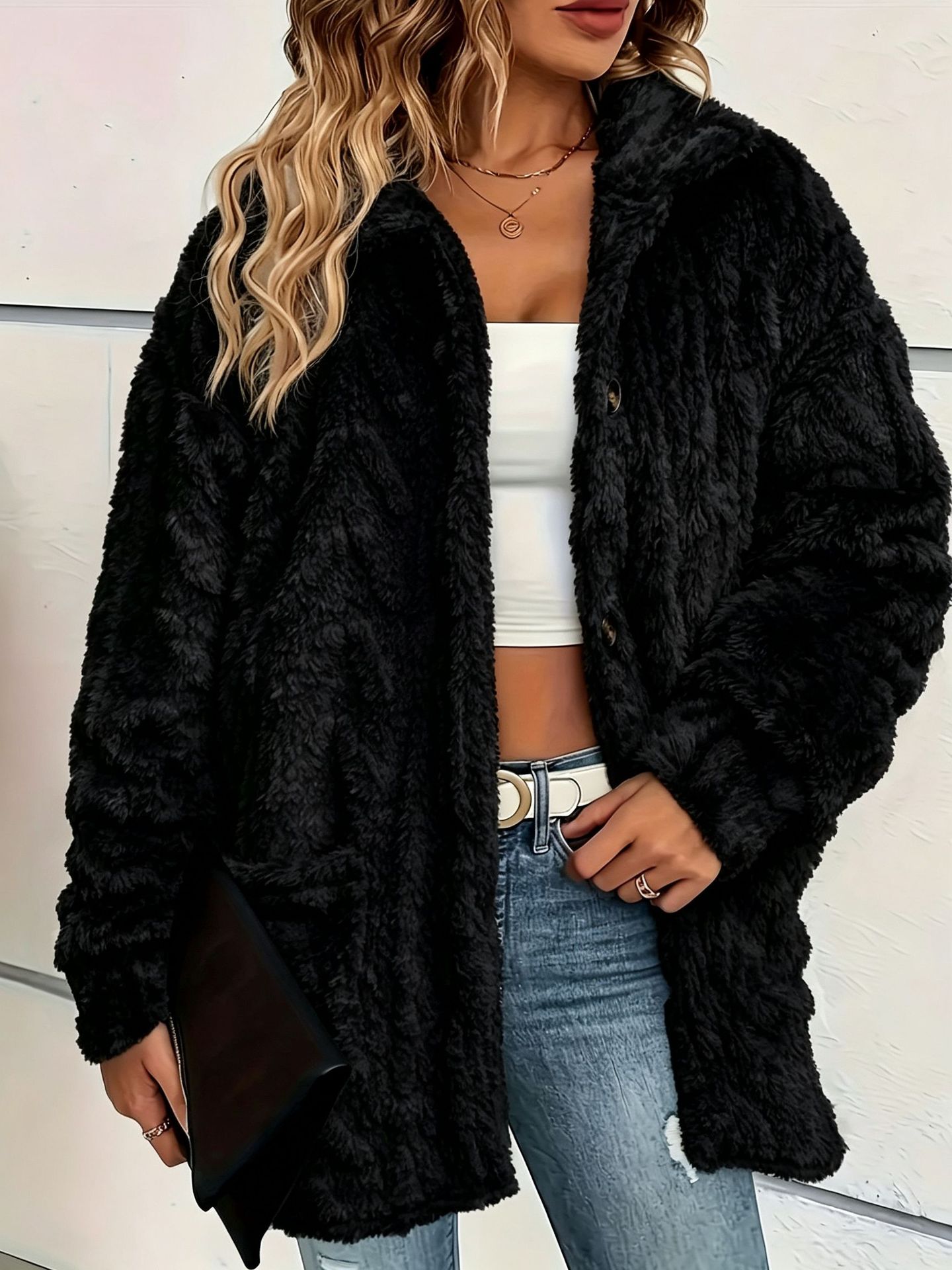 Women's Plush Lapel Fashion Jacket photo 8
