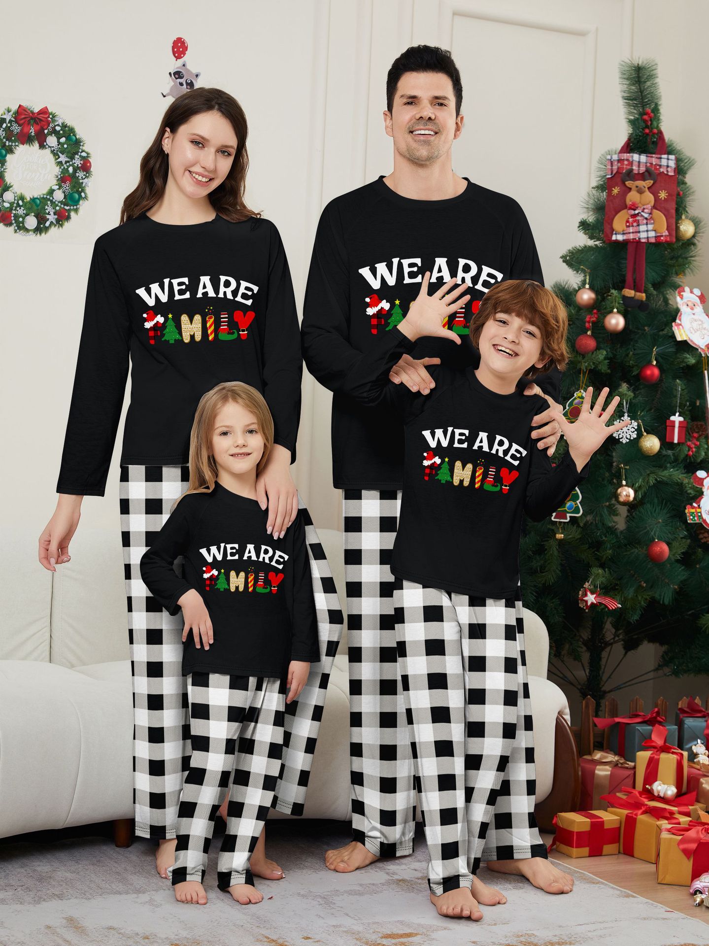 Long Sleeve Trousers Letter Printing Plaid Home Wear photo 2