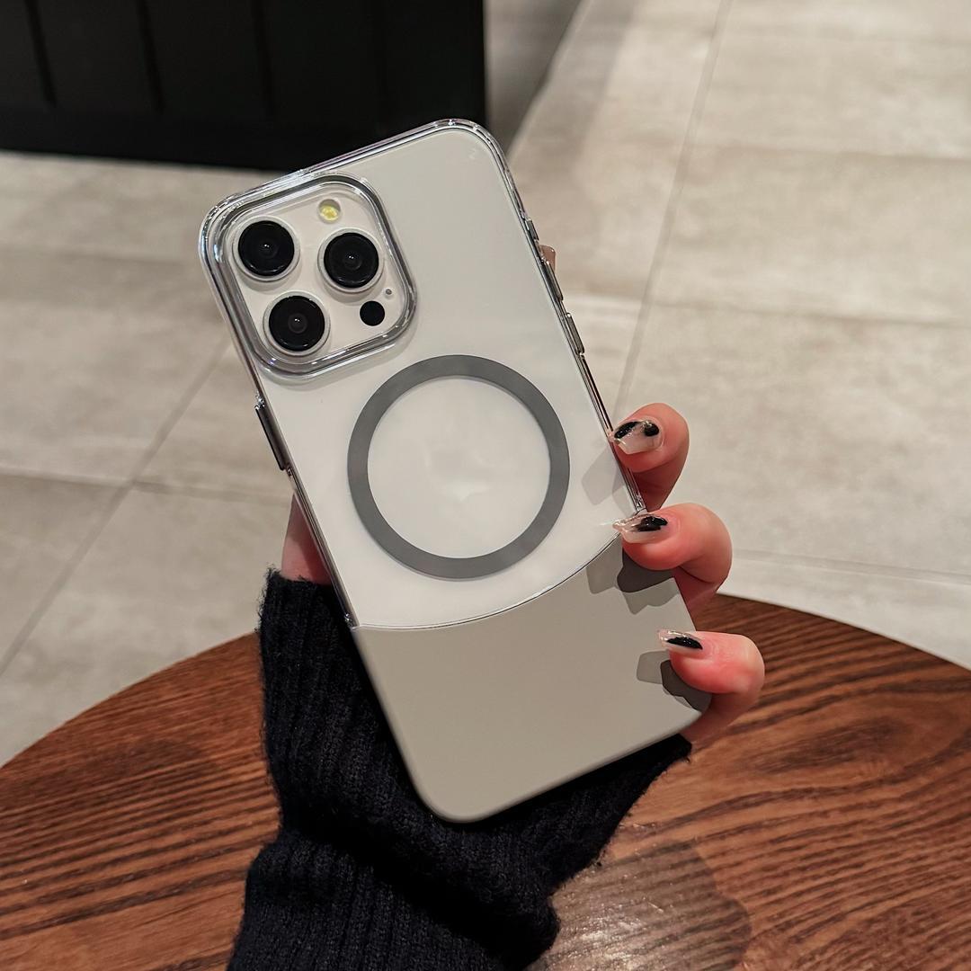 Phone Case Magnetic Up And Down Plug AF Transparent Stitching Two-color Protective Sleeve photo 1