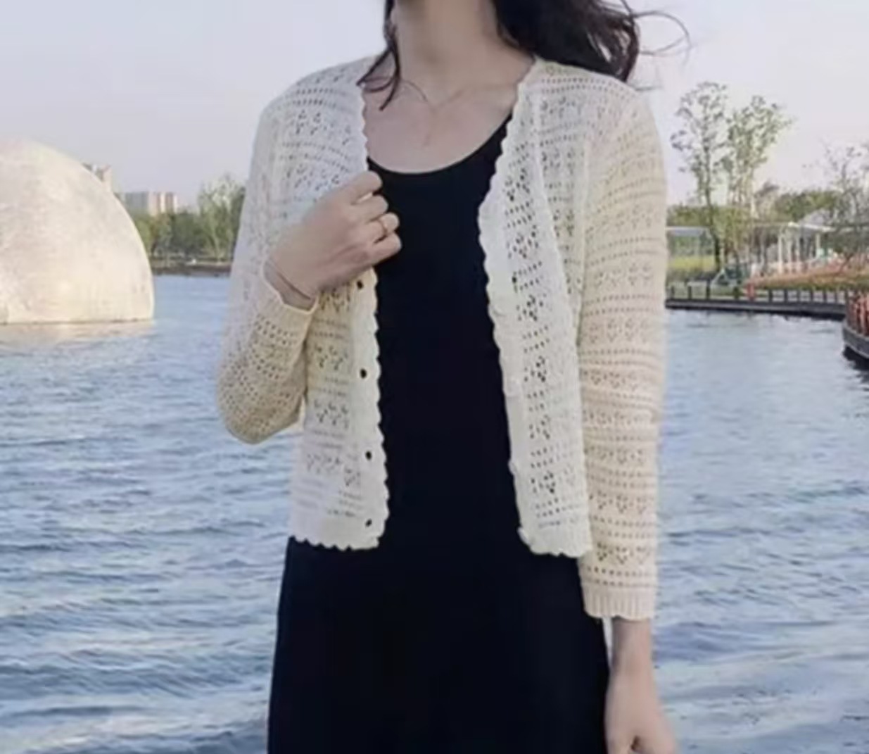 Women's Versatile Openwork Knit Cardigan photo 7