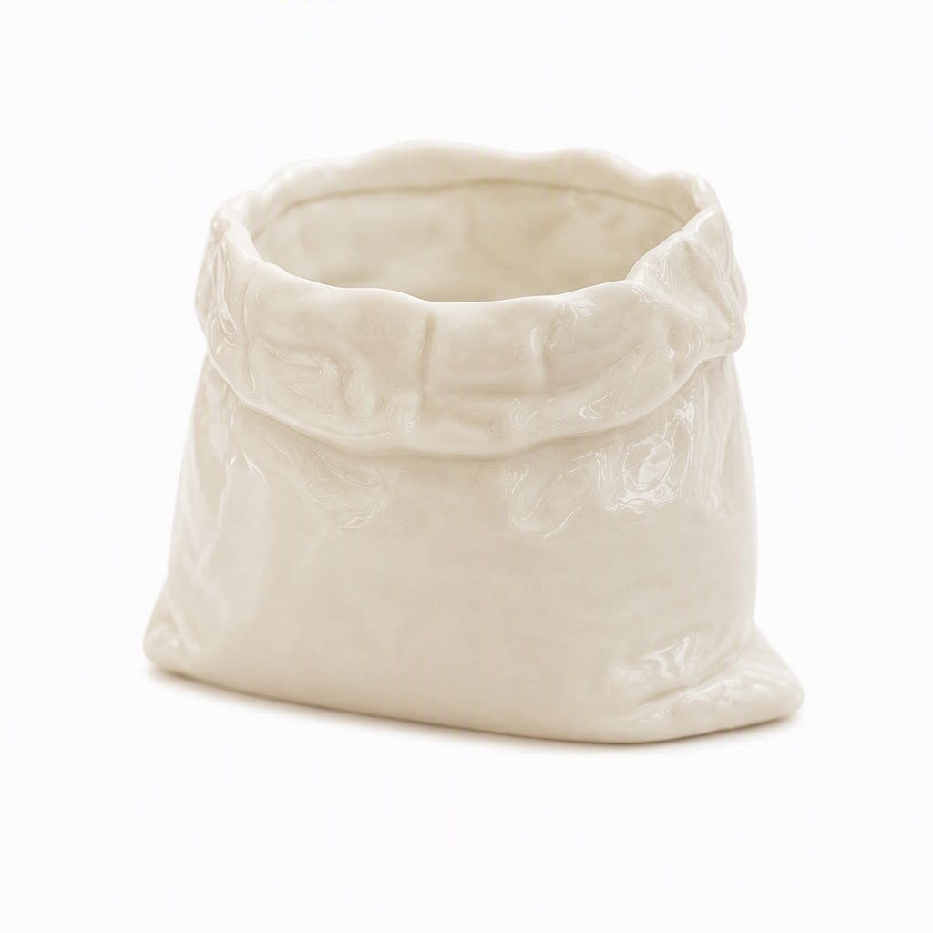 Lucky Bag-shaped Ceramic Coffee Cup Thai-style Tote Bag For Home Use photo 3