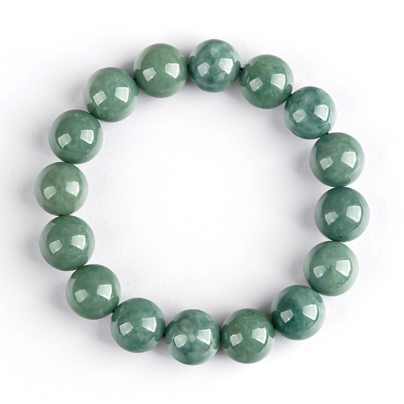 Womens Deep Jadeite Green Round-bead Bracelet photo 2