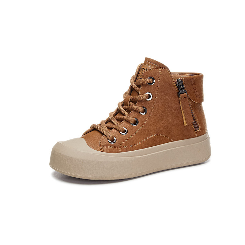 High-top Women's Genuine Leather Vintage Flat Shoes photo 2