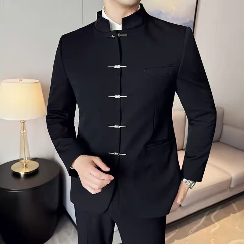 New Chinese-style Mandarin-collar Suit For Men With Metal Buttons photo 1