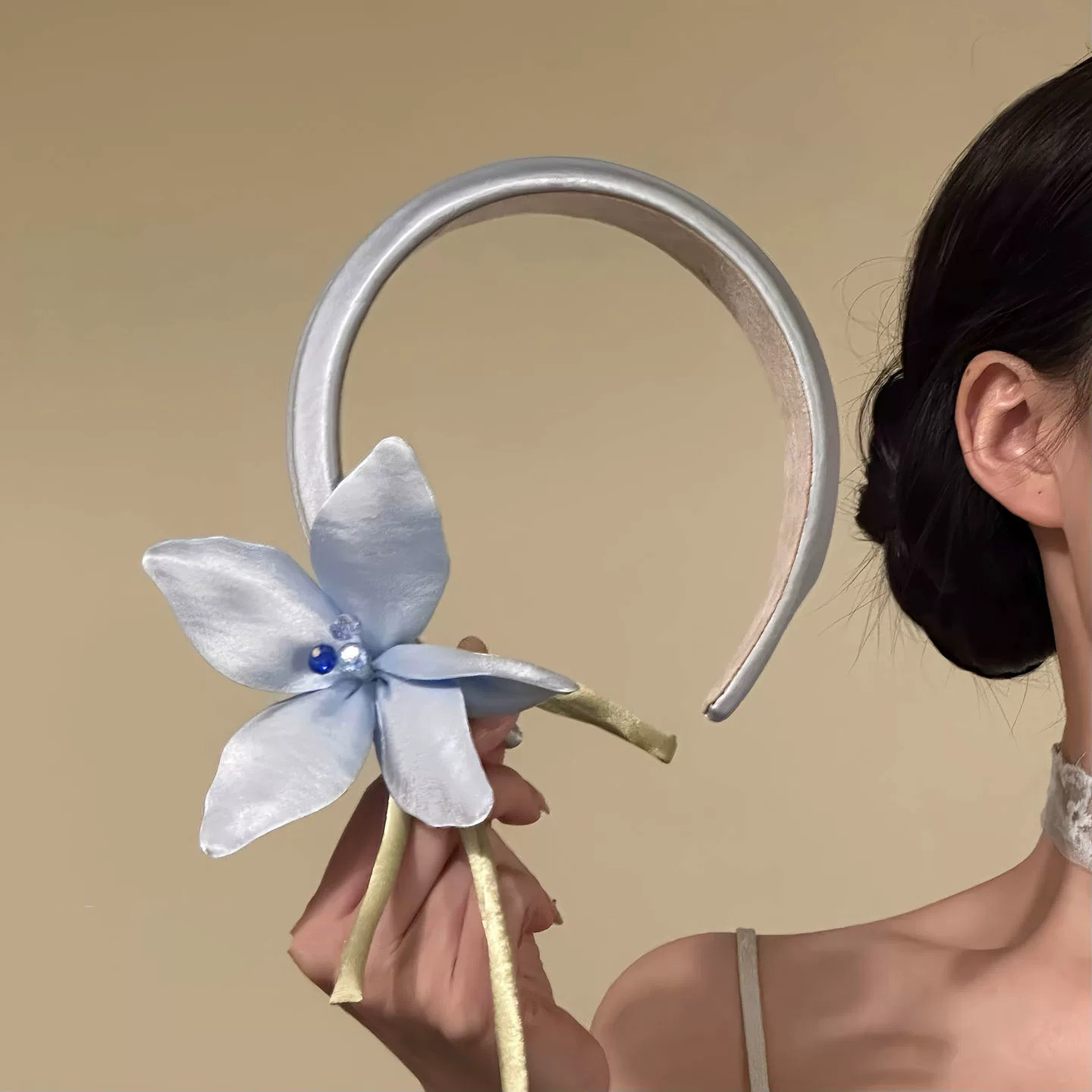 Blue Lily Flower Hairband Headpiece photo 1