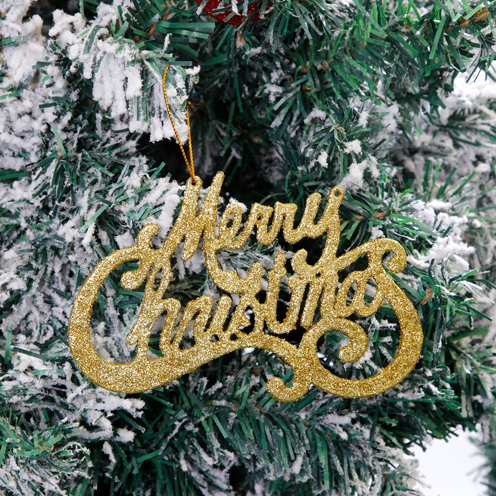 Christmas Gold Glitter Letter Ornaments For Christmas Tree And Home Decoration photo 1