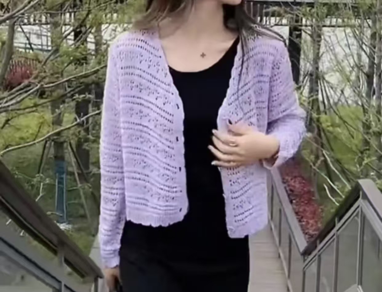 Women's Versatile Openwork Knit Cardigan photo 6
