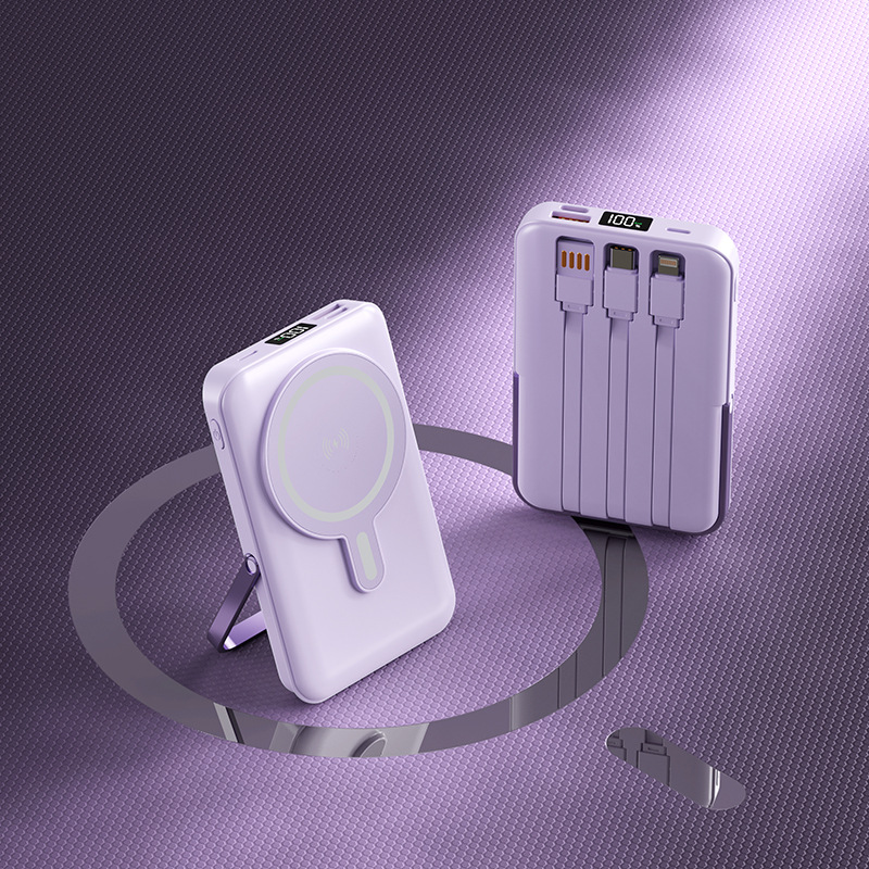 15W Wireless Magnetic Charging BankSuperfast Charging With Built-in Cable Portable Power Source photo 1