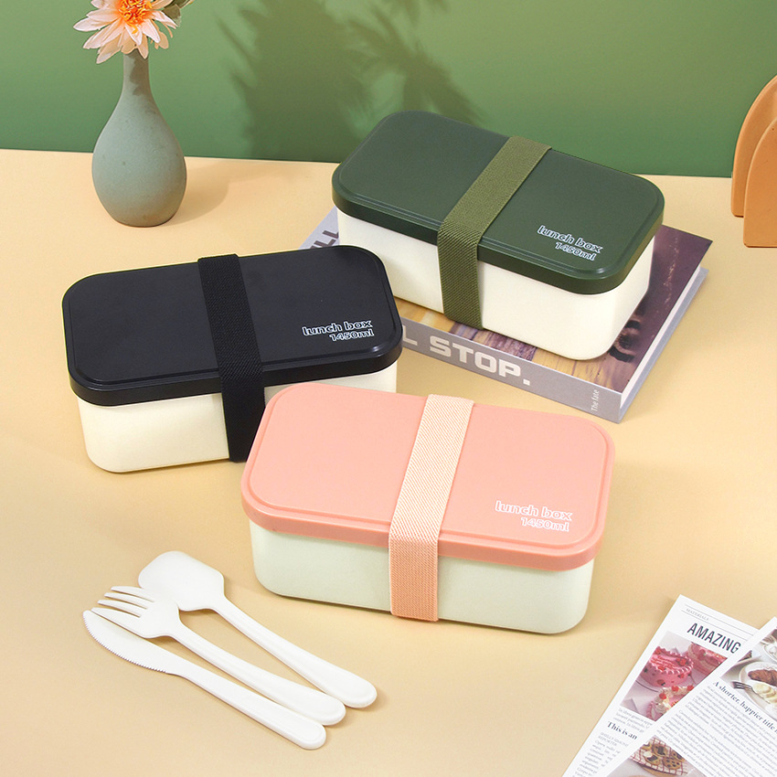 Compartmentalized Double-layer Microwave-safe Plastic Lunch Box photo 1