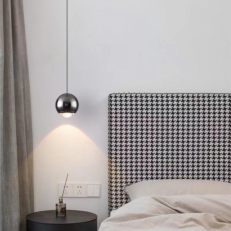 Modern Minimalist Bedroom Round Ball Touch-control Dimmable Pendant Light photo 6