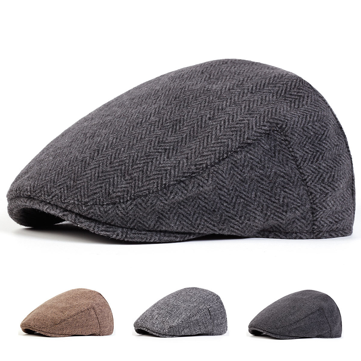 Simple Striped Beret Men's Casual Hat Painter's Cap photo 1