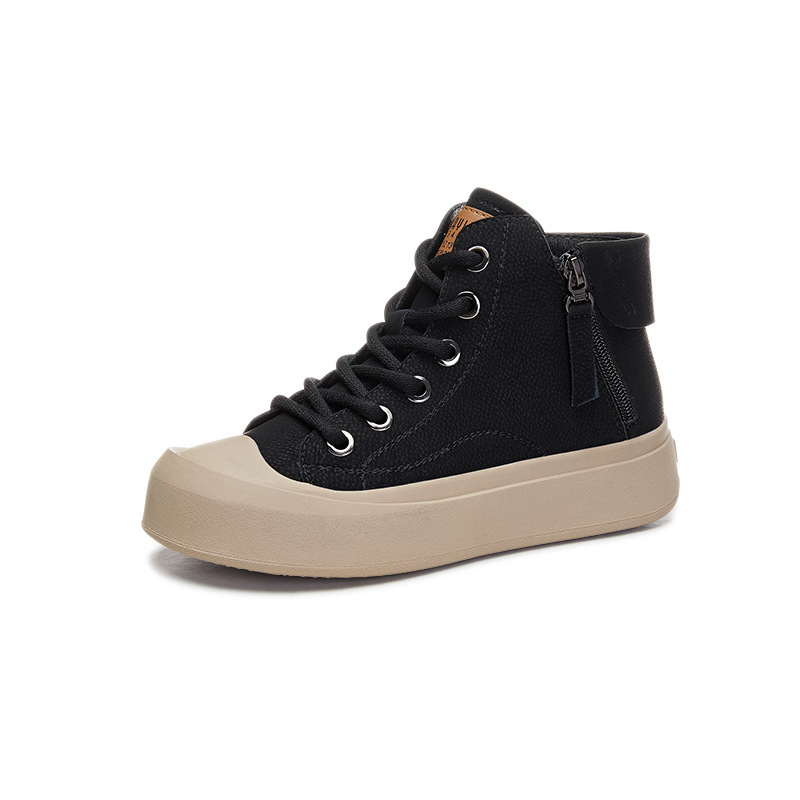 High-top Women's Genuine Leather Vintage Flat Shoes photo 3