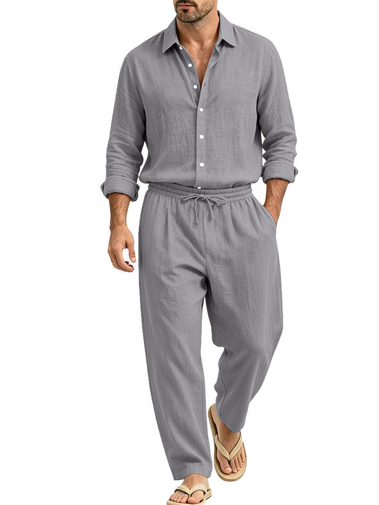 Mens New Linen Casual Loose-Fit Suit photo 3