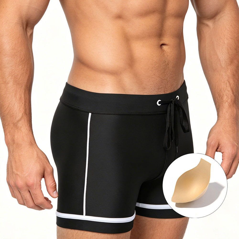 Mens Color-Block Minimalist Three-Dimensional Boxer Briefs With Cups photo 3