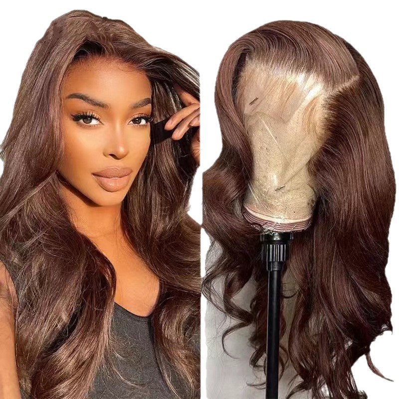 Dark Brown Large Wave Lace Front Wig Synthetic Headpiece photo 4