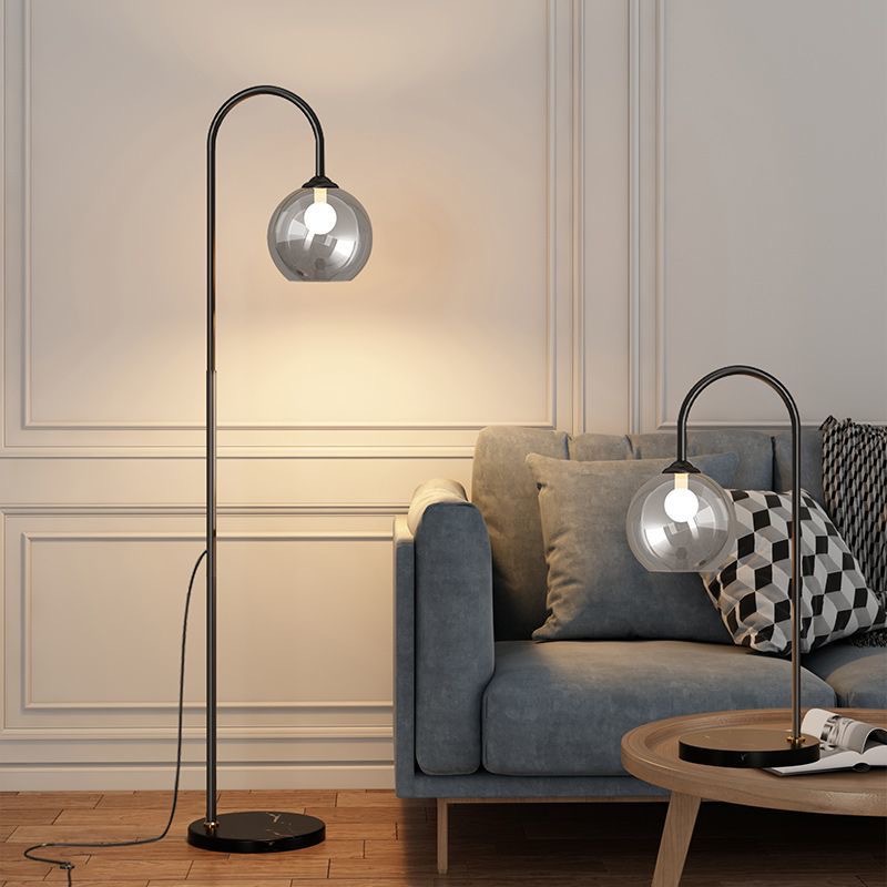 Ribbed Glass Lampshade Modern Floor Lamp For Bedroom And Study photo 5