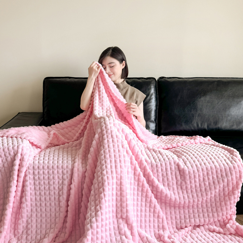 Thickened Flannel Plaid Blanket  Sofa Throw Blanket photo 1