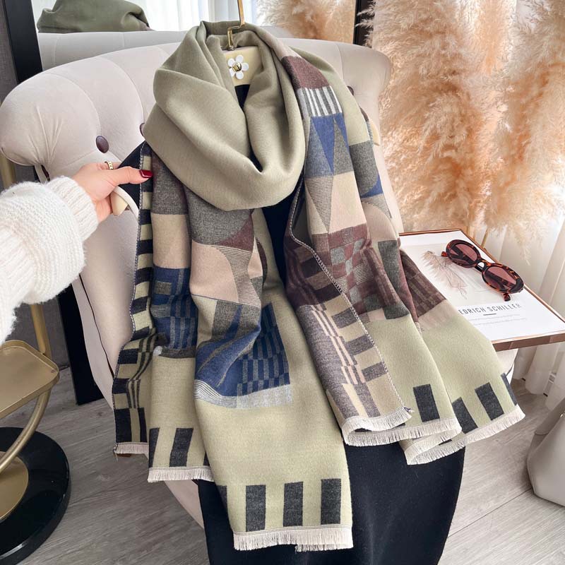 Jacquard Shawl Double-sided Thickened Scarf photo 6