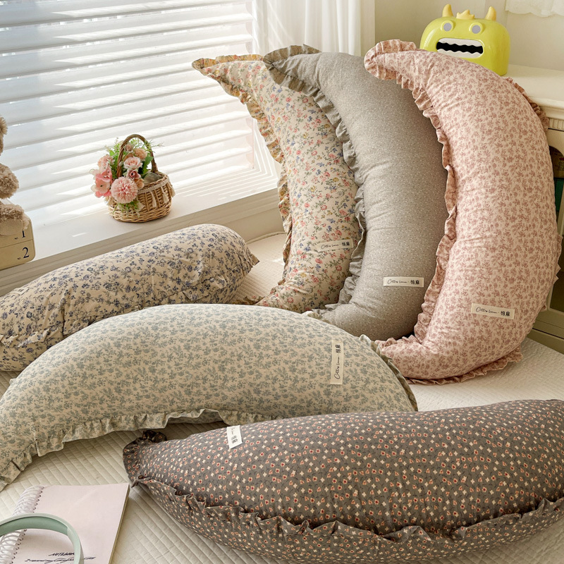 Multifunctional Cotton-linen Long Moon-shaped Pillow photo 1