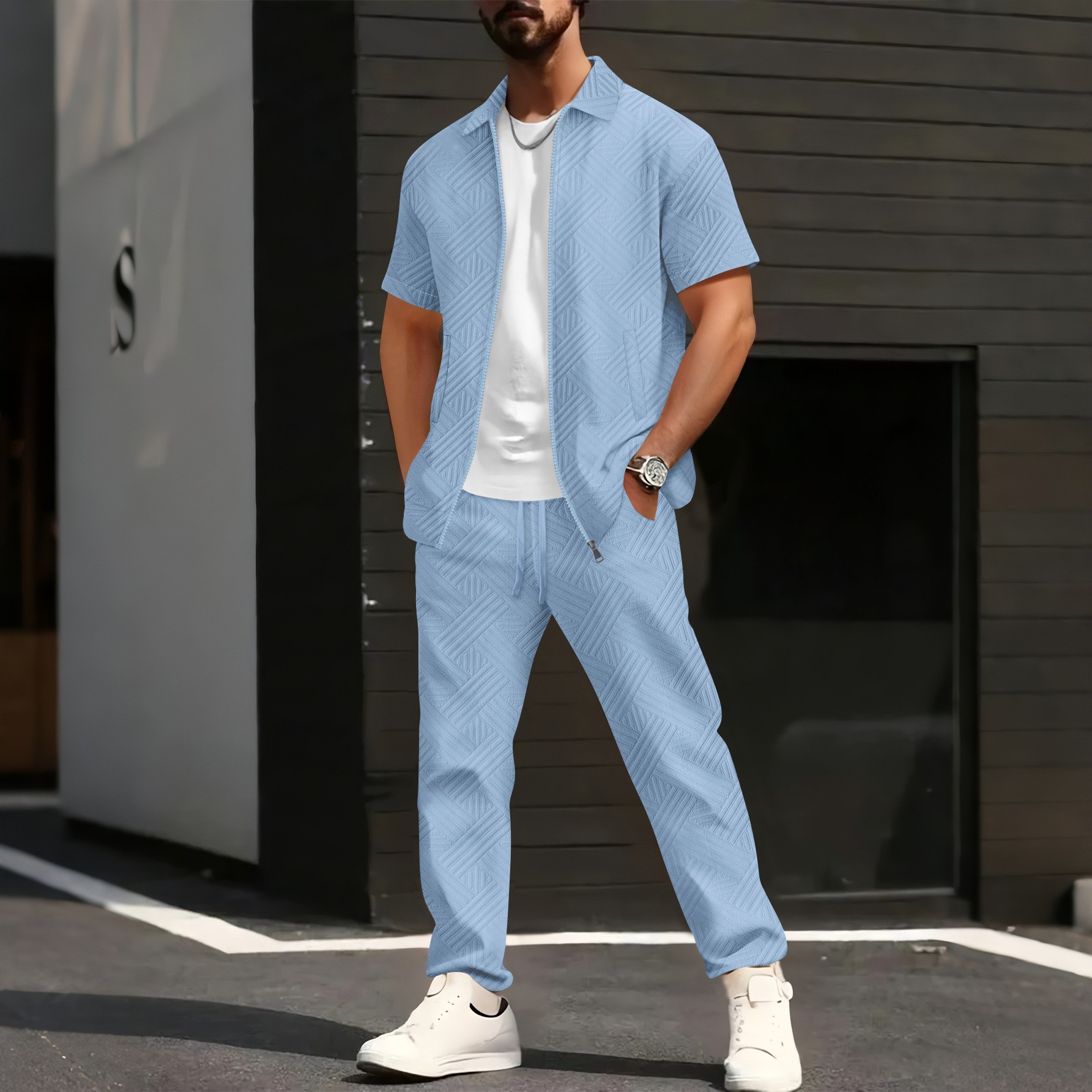 Floral Cardigan Short-sleeve Jacket, And Pants Casual Set photo 1