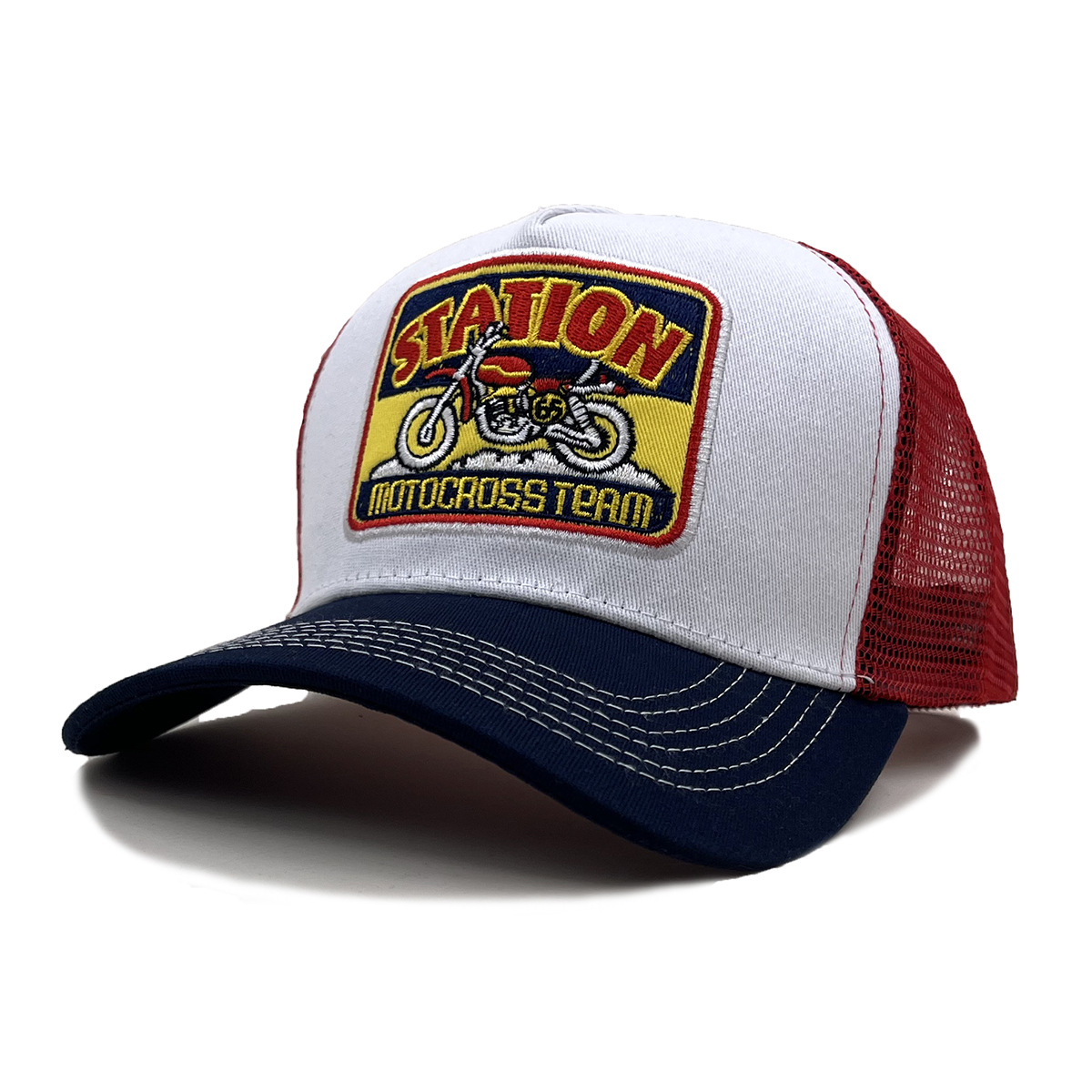 Motorcycle-Embroidered Color-Block Sun Hat photo 5