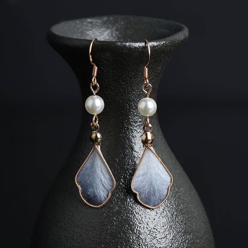 Handmade Intangible Cultural Heritage Silk-Thread Velvet Flower Earrings photo 2