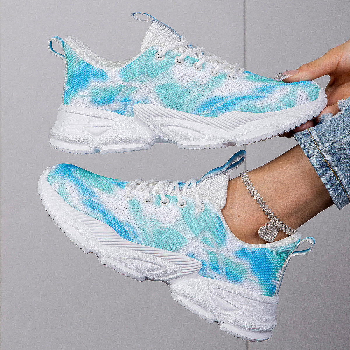 Casual Flower Sneakers Flat Large Size Upturned Lace-up photo 2