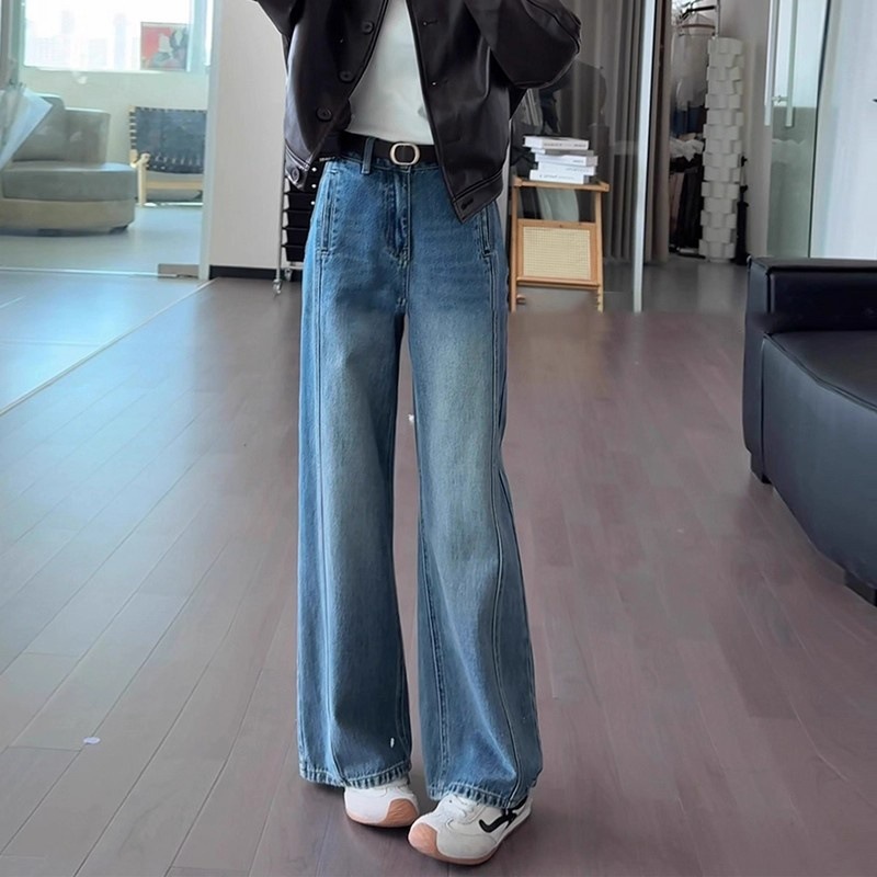 Retro Washed Slim-fit Wide-leg Jeans photo 1