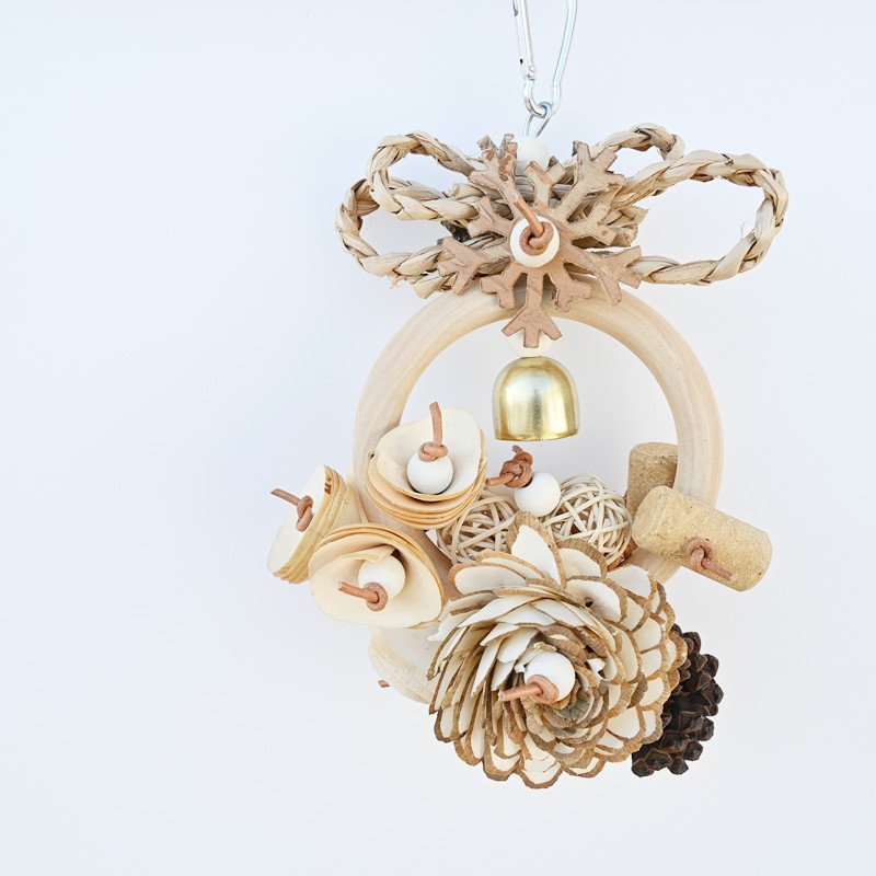 Plant Straw Gnawing Ring Natural Wood Slice Pine Cone Toy photo 4