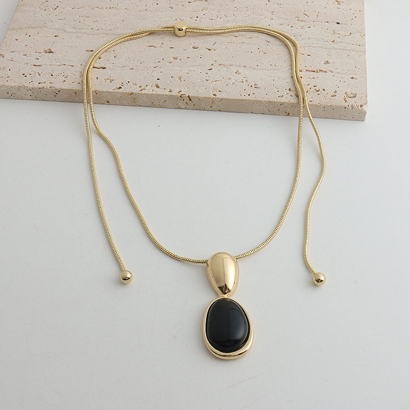 New Chinese Style Accessories Irregular Stitching Black Onyx Necklace Women photo 2