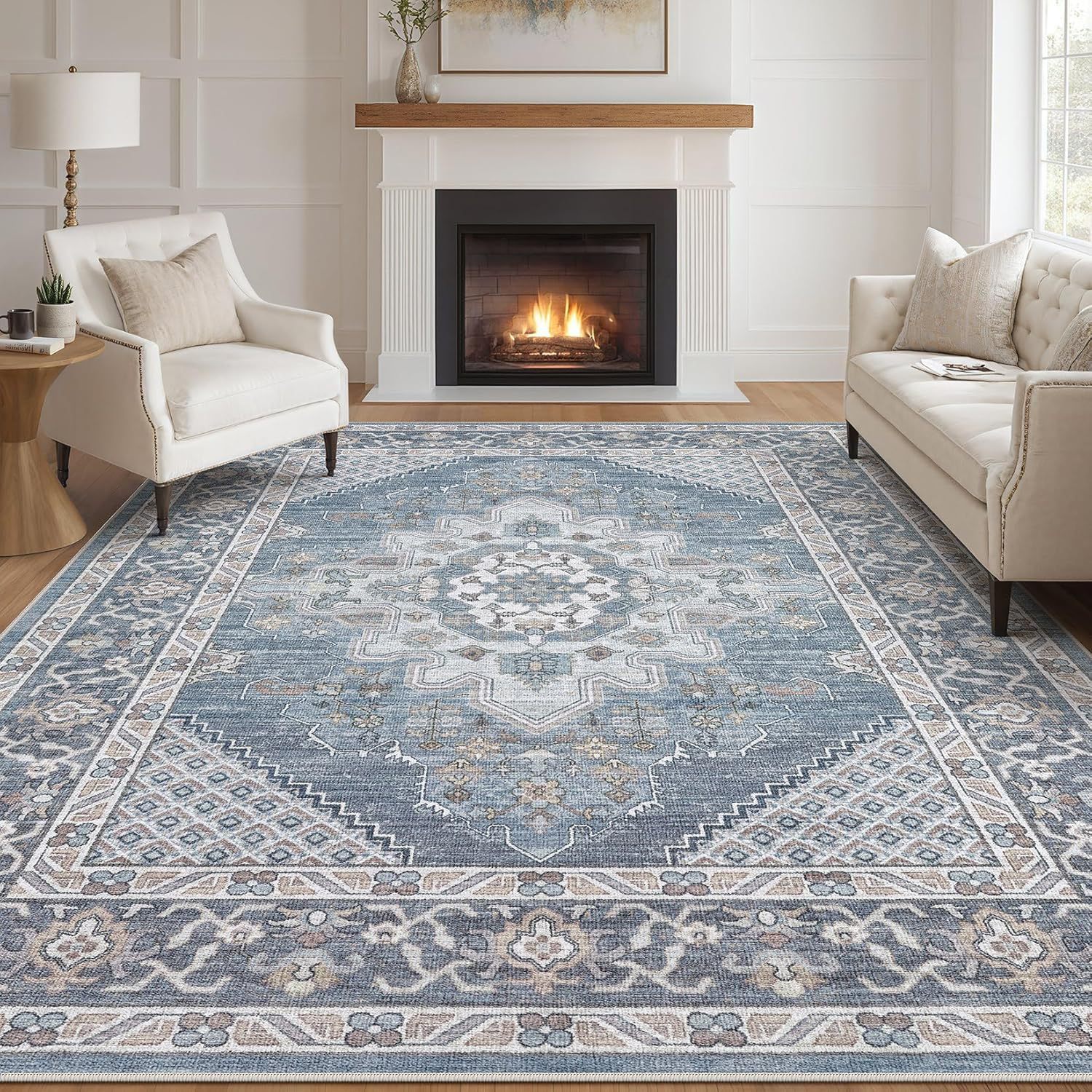 Persian-style Faux Cashmere Washable Floor Mat photo 2
