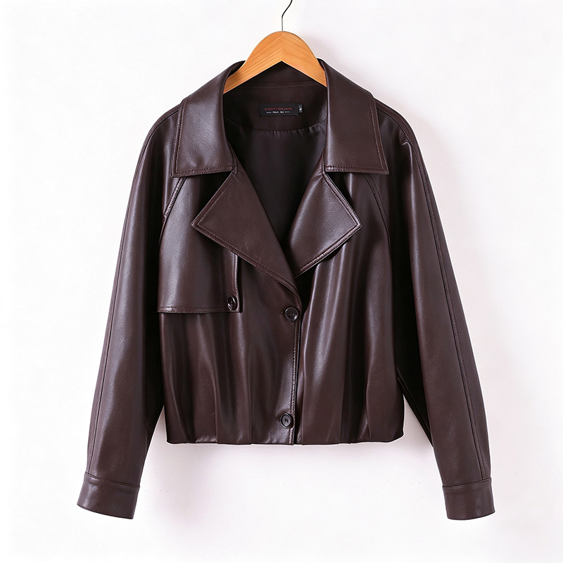 Korean-style Short Leather Jacket For Women photo 8