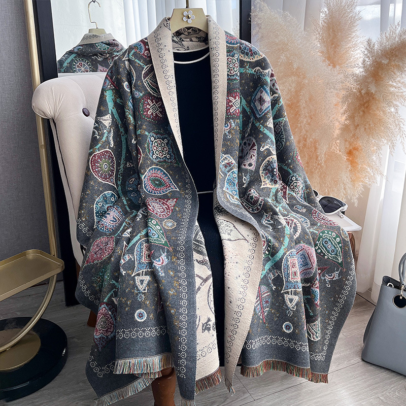 Retro Totem Tree Double-Sided Scarf Shawl For Women photo 4