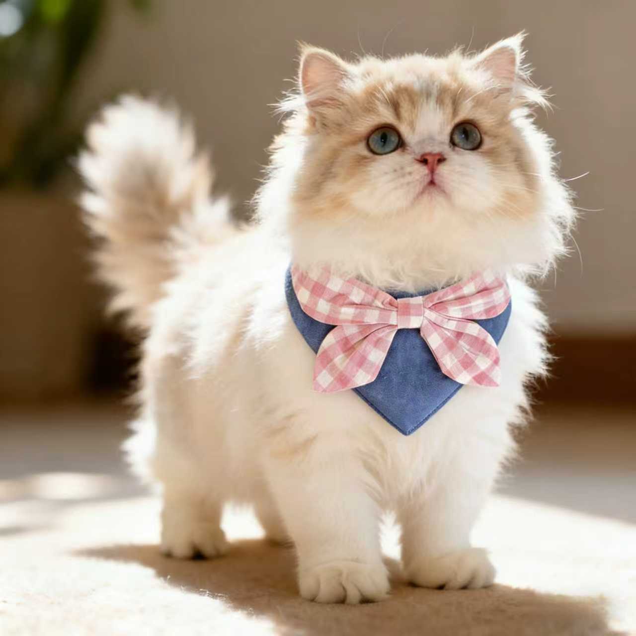 Pet Plaid Bib Bow Tie Collar Lace Bib Cotton Bib For Dogs photo 1