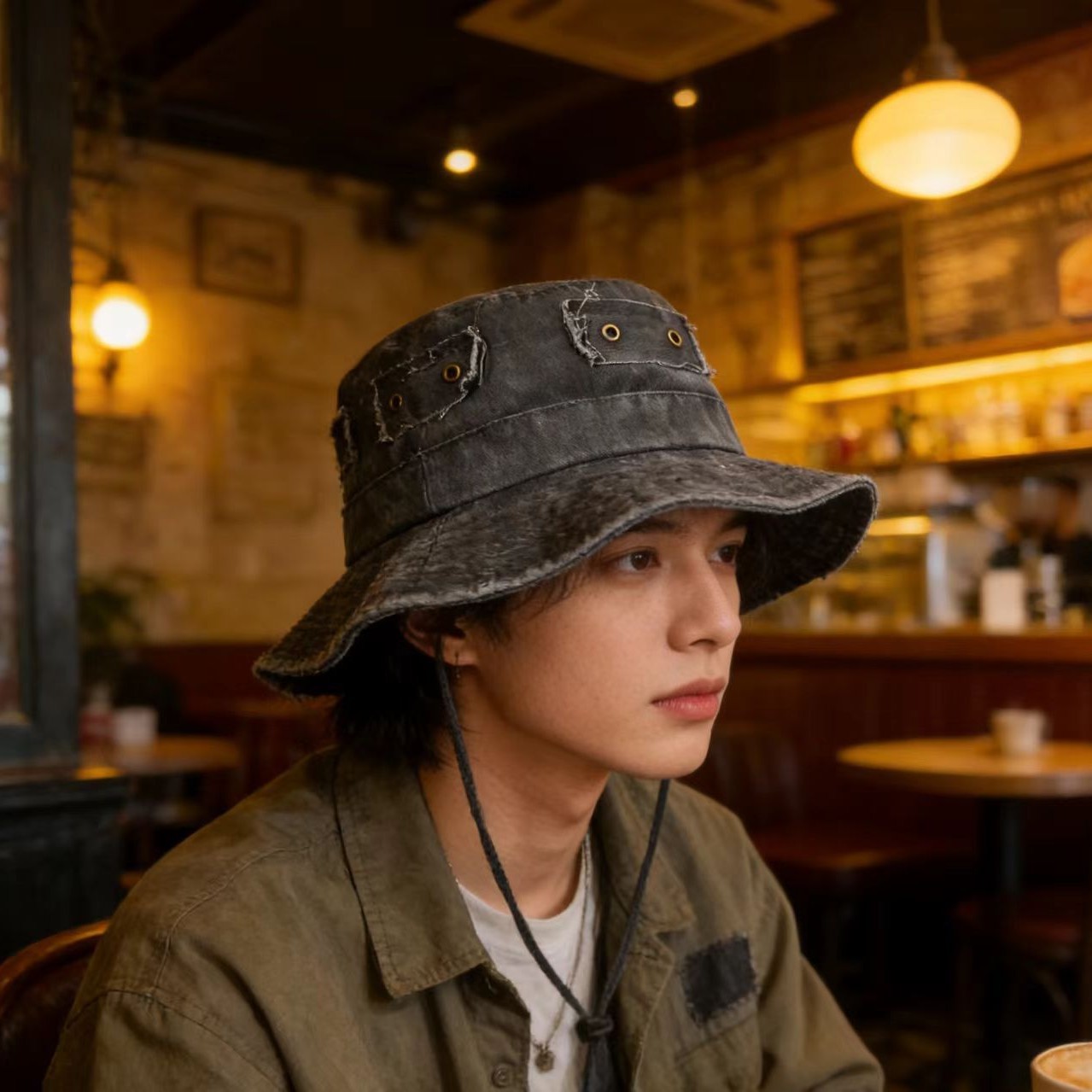 Retro Washed-cotton Bucket Hat For Sun Protection Outdoors photo 1