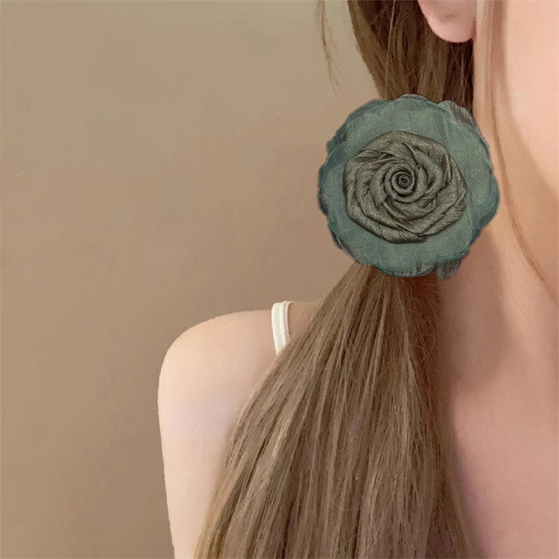 Dark Green Rose Hair Clip Stylish And High-end photo 2