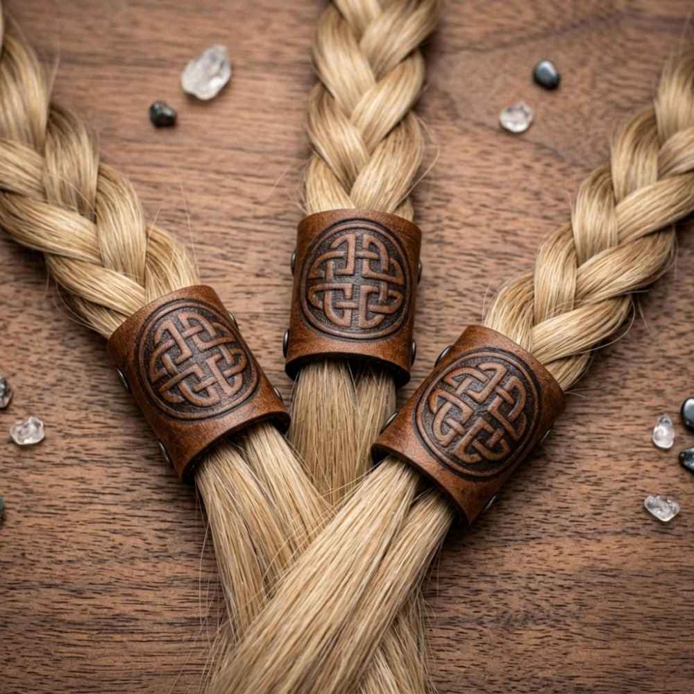 Retro Best-selling Nordic Viking-style Celtic Leather Hair Accessory Leather Sleeve photo 1