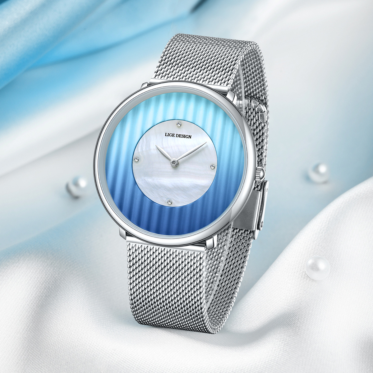 Womens Watch Elegant And Minimalist Mesh Strap Ultra-thin Water-resistant Quartz Wristwatch photo 1