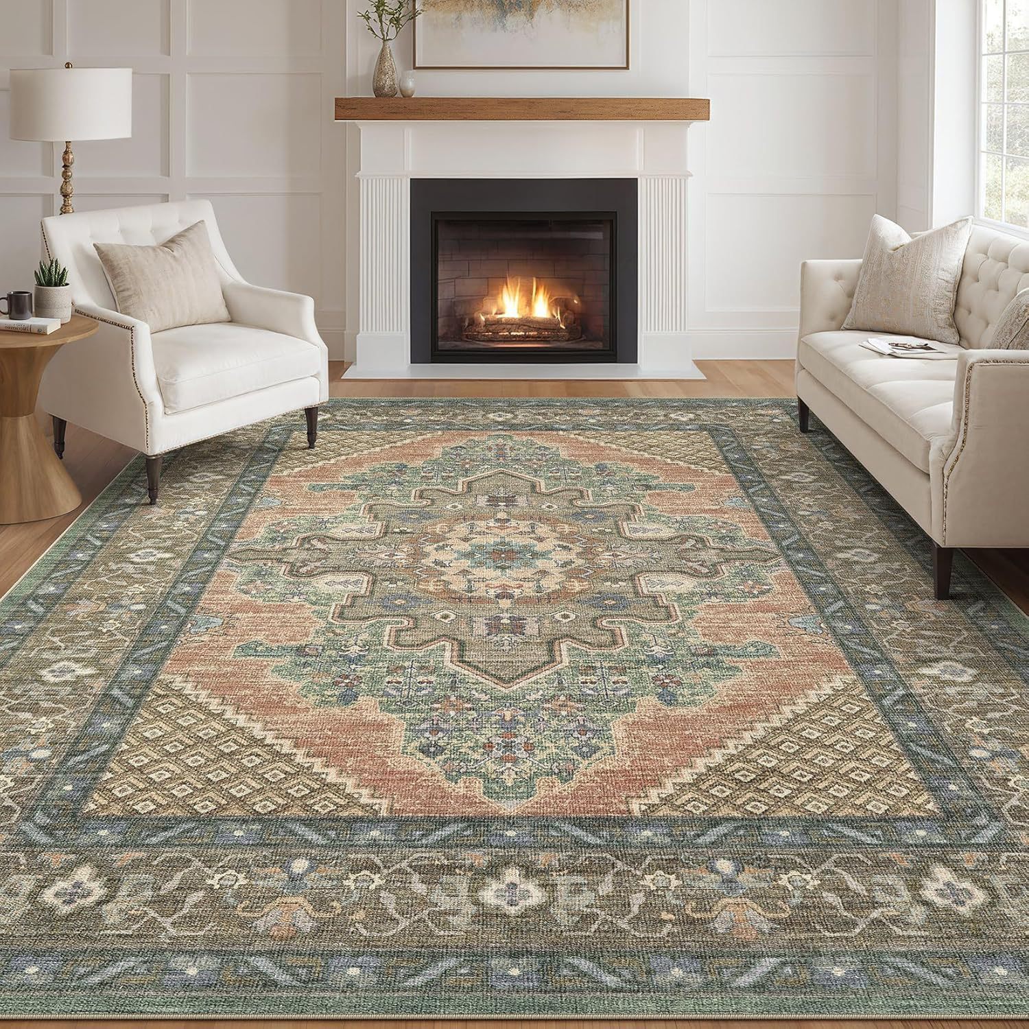 Persian-style Faux Cashmere Washable Floor Mat photo 8