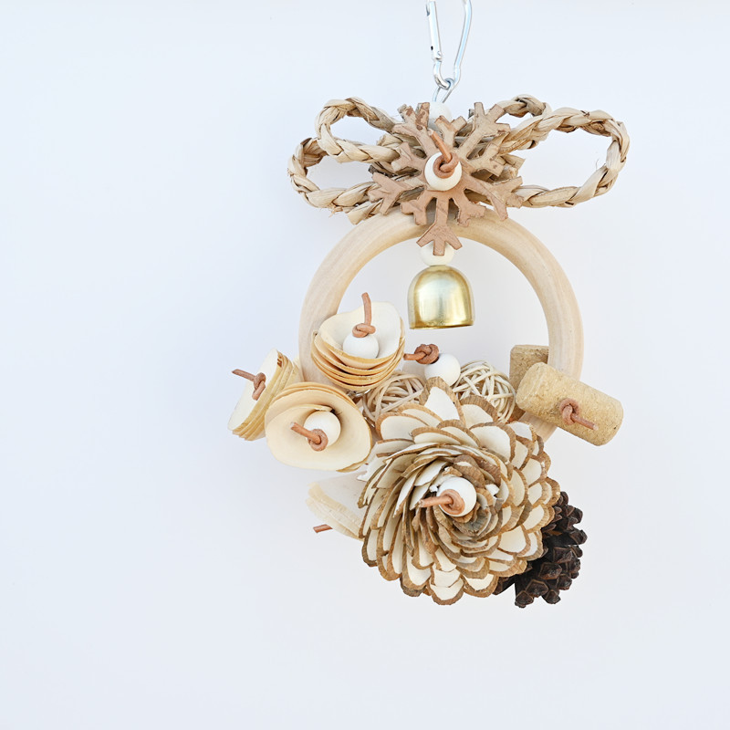 Plant Straw Gnawing Ring Natural Wood Slice Pine Cone Toy photo 3