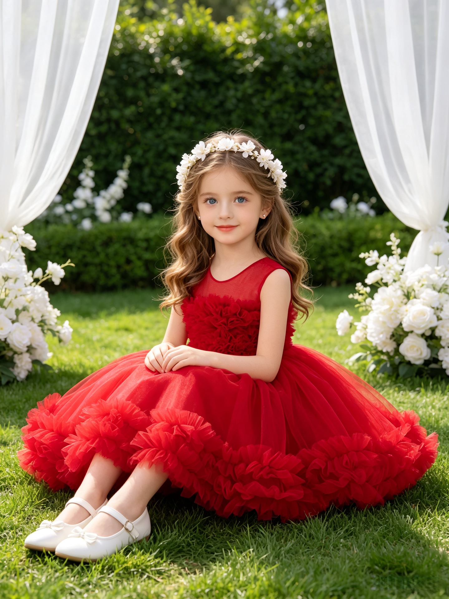 Girls' Formal Dress, Festive Performance Outfit, Tulle Puffy Dress photo 4