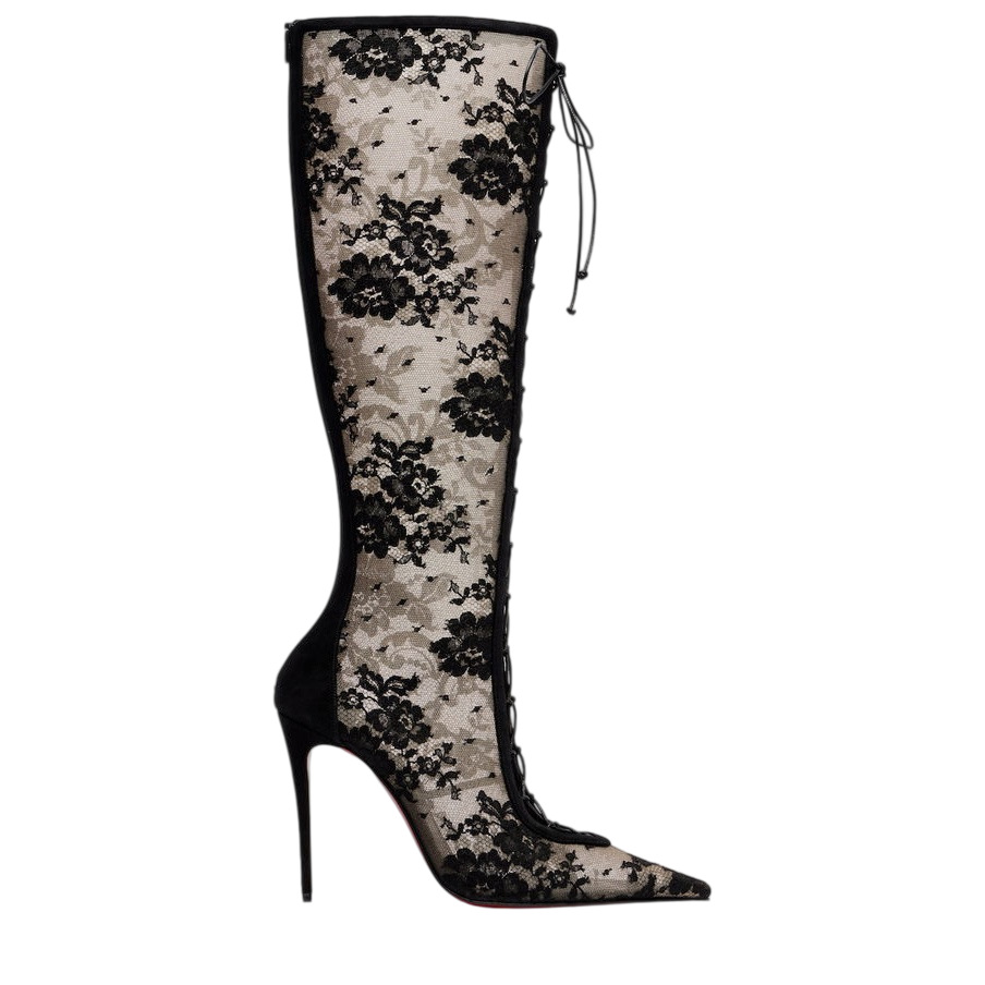 New Pointed-toe High-heeled Sexy Lace Black Over-the-knee Boots Red Sole photo 2