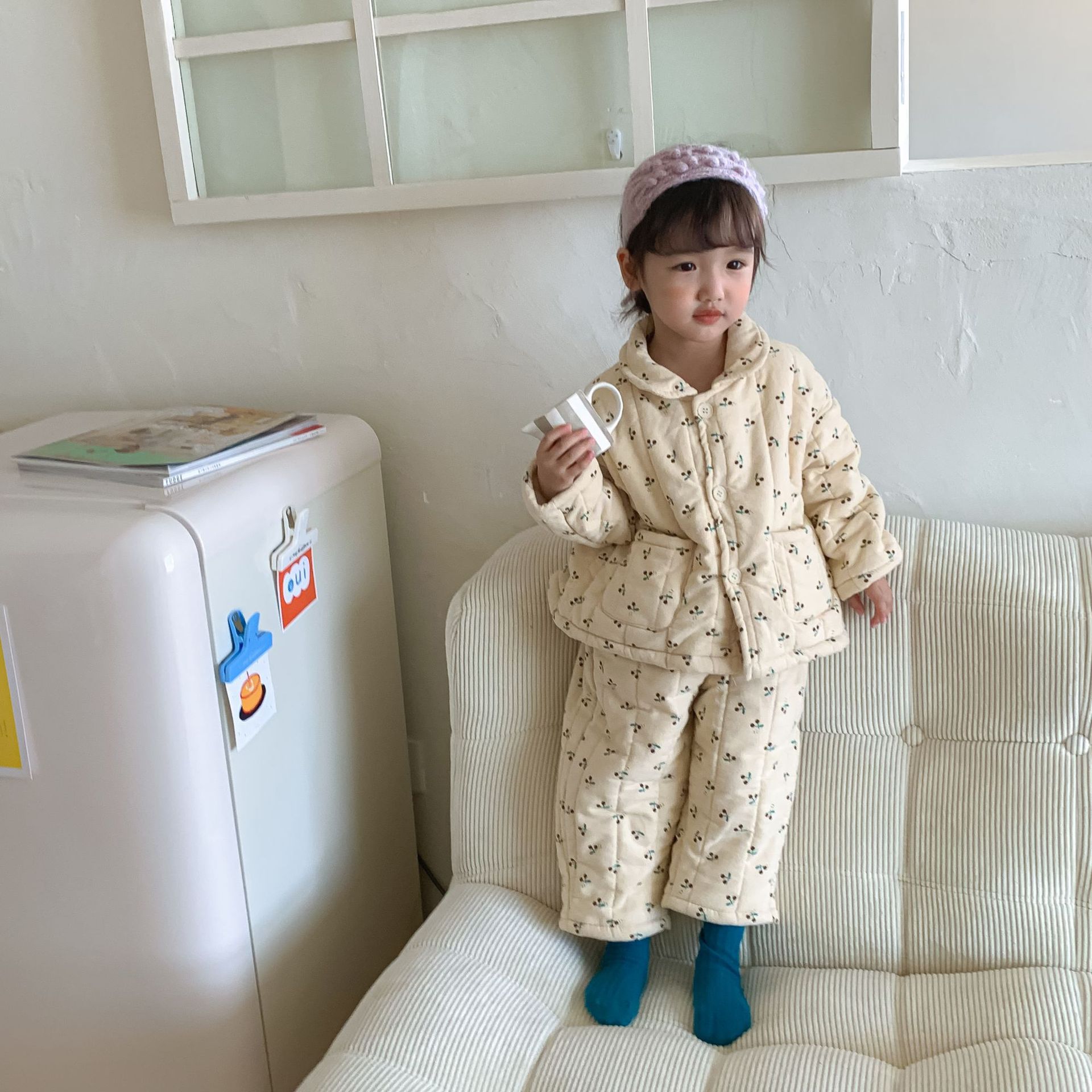 New Fleece-Lined Three-Layer Quilted Pajama Set For Baby Girls And Boys photo 6