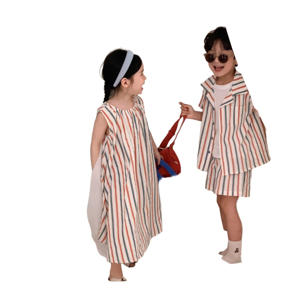 Striped Vest Dress And Short-sleeve Shorts Set photo 6