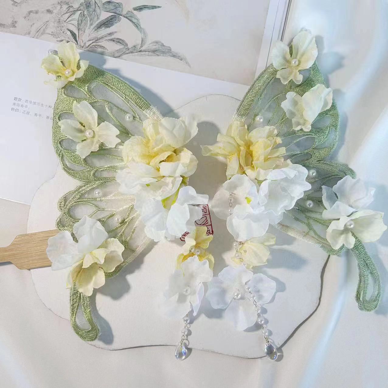 Large Butterfly Hair Clip Silk Flower Side photo 4