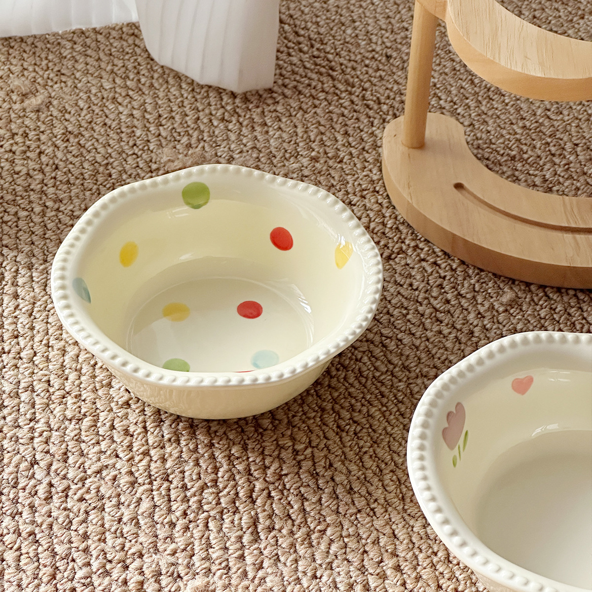 Ceramic Elevated Wooden Stand Pet Bowl Tip-resistant photo 4